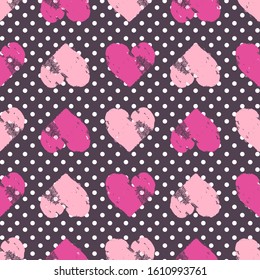 Hearts seamless vector pattern, vintage love, romantic template for Valentines day, textile, wallpaper, wrapping paper.