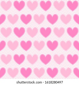 Hearts seamless vector pattern, vintage love, romantic template for Valentines day, textile, wallpaper, wrapping paper.
