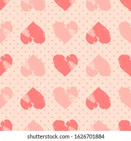 Hearts seamless vector pattern, vintage love, romantic template for Valentines day, textile, wallpaper, wrapping paper.