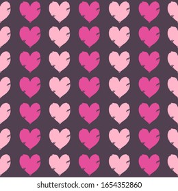 Hearts seamless vector pattern, vintage love, romantic template for Valentines day, textile, wallpaper, wrapping paper.