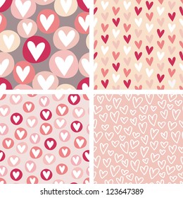 Hearts Seamless Vector Patterns Set