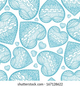 Hearts seamless white background. Vector