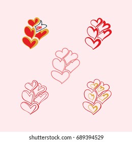 Hearts set. Calligraphy. Vector logo.