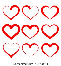 hearts set cartoon vector  illustration