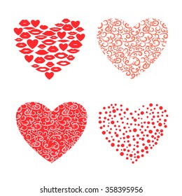 Hearts set. Collection of vector symbols suitable for valentine or wedding design. 