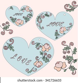 hearts set with floral ornament