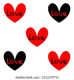 hearts set hand drawing. flat vector illustration isolate on a white background. 