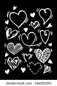 Hearts set. Hand drawn. Design elements for Valentine's day.