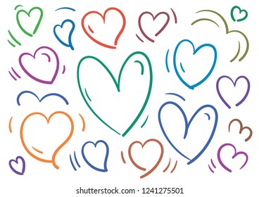 hearts set hand drawn vector
