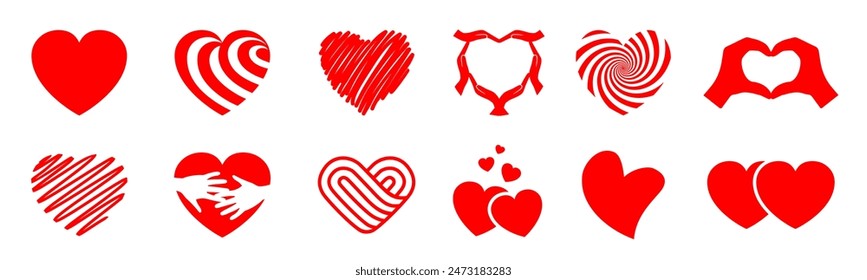 Hearts set icon, different hearts collection - vector