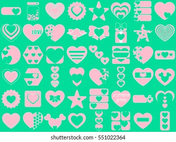 Hearts. Set. Icons.