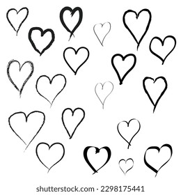 Corazones set ilustración vectorial hecho a mano 
