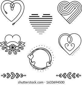 Hearts set line art icon