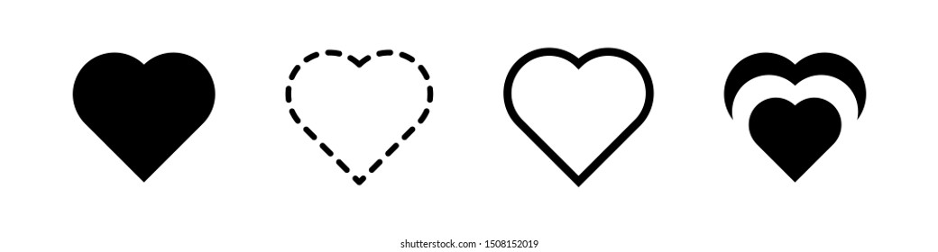 Hearts Set Pack Black Vector 