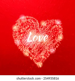 Hearts set romantic card hand painted ink grunge style