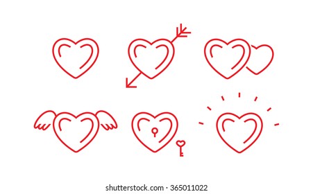  hearts set for Valentine Day vector illustration