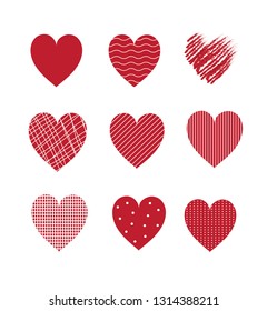 Hearts set vector. Hand drawn. Design elements
