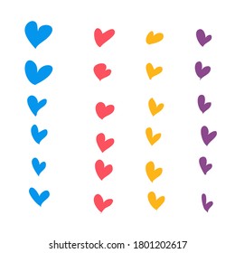 Hearts set. Vector illustration. blue, orange, violet, red