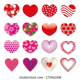 HEARTS SET IN VECTOR, HEARTS ILLUSTRATIONS COLLECTION