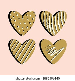 Hearts set.  Vector illustrations. Ideal for valentines day and wedding. 