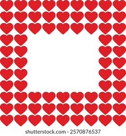 Hearts shape Abstract Square Frame border in monochrome red. Greeting Copy space Template concept