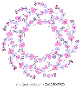 Hearts shape Abstract Twigs Wreath Circular Frame border Copy space Template Greeting design idea
