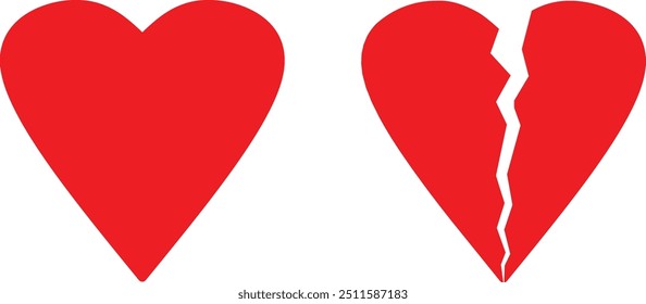 hearts shape and broken heart icon