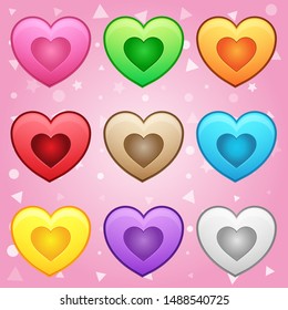 Hearts shape buttons for block puzzle games.