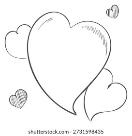 Corazones en forma de garabato. Dibujado a mano símbolo de amor