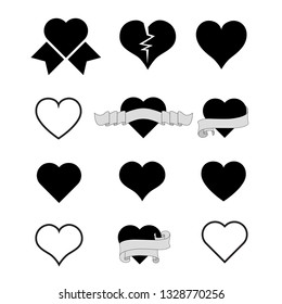 hearts shape icons vector collection
