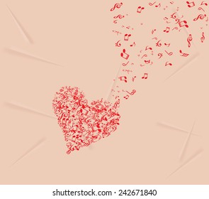 hearts shape out of music flies romantic background