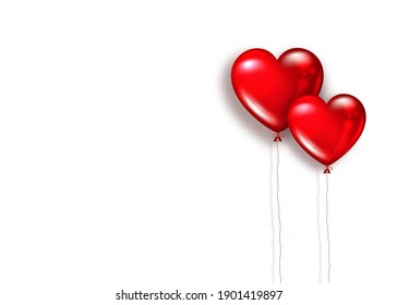los corazones dan forma al globo rojo con encaje aislado en fondo blanco y espacio de copia. Vector San Valentín día de vacaciones, boda o romántico símbolo de citas. Cumpleaños, fiesta de aniversario, señal de sorpresa