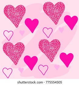 Hearts Shapes, Pink Background