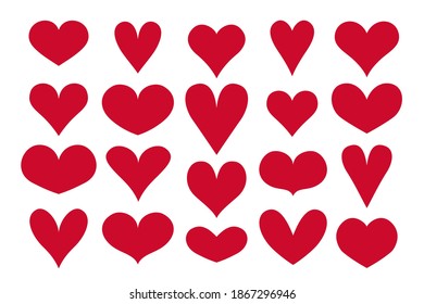 Hearts shapes vector. Valentines set. Simple love symbols. Valentine icons clipart. Romantic design elements