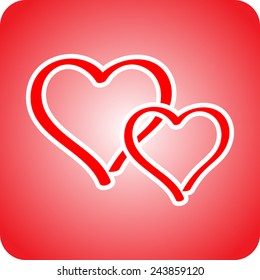 Hearts sign icon, vector illustration. Flat design style