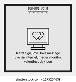 Hearts sign, love, love message  line icon