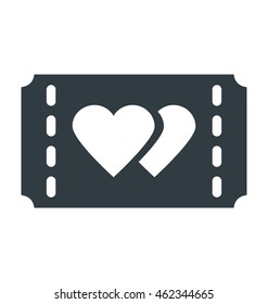 Hearts Sign Ticket Colored Vector Icon