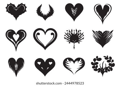 Hearts silhouette icon vector bundle collection
