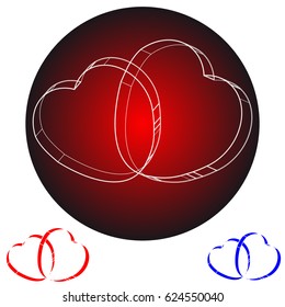 Hearts  silhouette in red ring. Vector illustration.