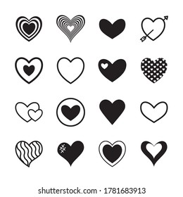Hearts silhouette style icon set design of love passion and romantic theme Vector illustration