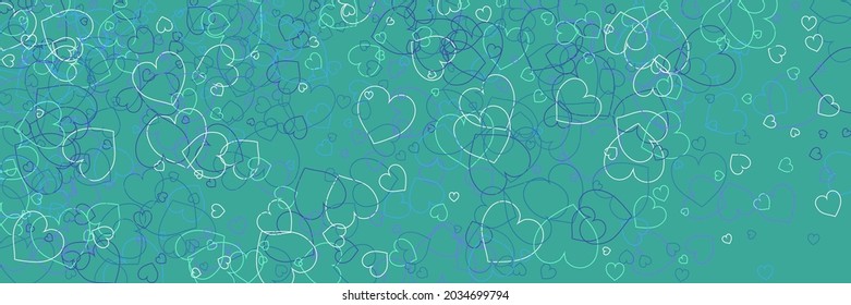 Hearts Silhouettes Love Vivid Bright Romantic Background. Neon Turquoise Purple Modern Art Pattern. Colorful Violet Party Green Multicolor Art Illustration. Azure Blue Vibrant White Confetti Print.