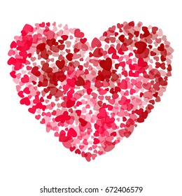 Hearts sketch vector pattern. Background illustration with love symbols flying confetti. Romantic feelings, relationships concept. Heart Confetti.