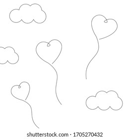 Hearts in sky. Valentine day background. Love design vector illustration