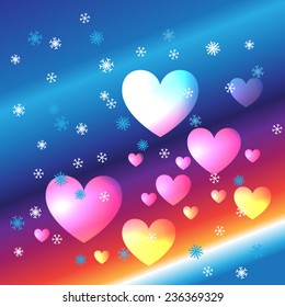 Hearts and Snowflakes Background