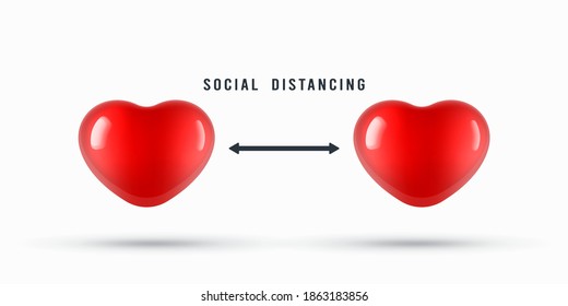 Hearts for social distancing notice vector illustration