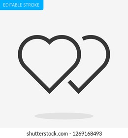 Hearts Soul Mate Icon Editable Stroke Pixel Perfect Vector