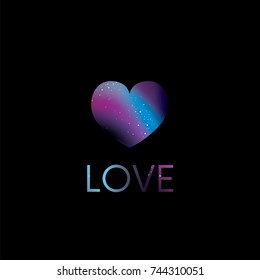 Hearts and space. Valentine's Day. Vector illustration for a postcard or a poster. Love and friendship. Stars and planets.