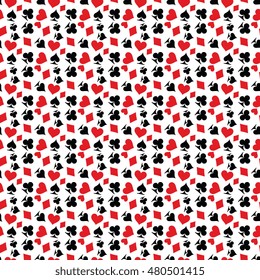 Hearts, spades, diamonds and clubs symbol. seamless background