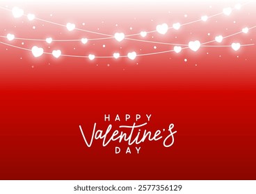 Hearts sparkle horizontal border on red background for Valentines day and wedding lovely greeting card design 
