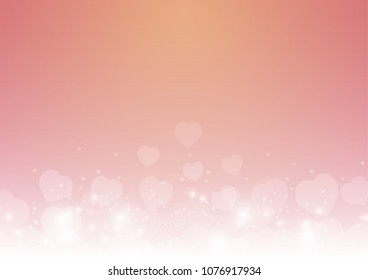 Hearts with sparkling bokeh light abstract texture background vector illustration